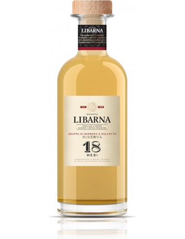 Libarna Grappa Riserva 70cl – da uve Barbera e Dolcetto invecchiata 18 mesi.